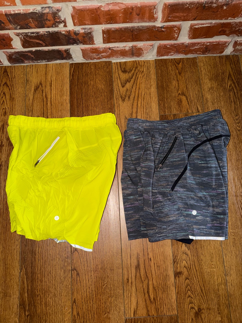 lululemon athletica Men’s Surge Shorts — Neon Yellow & Heathered Black
